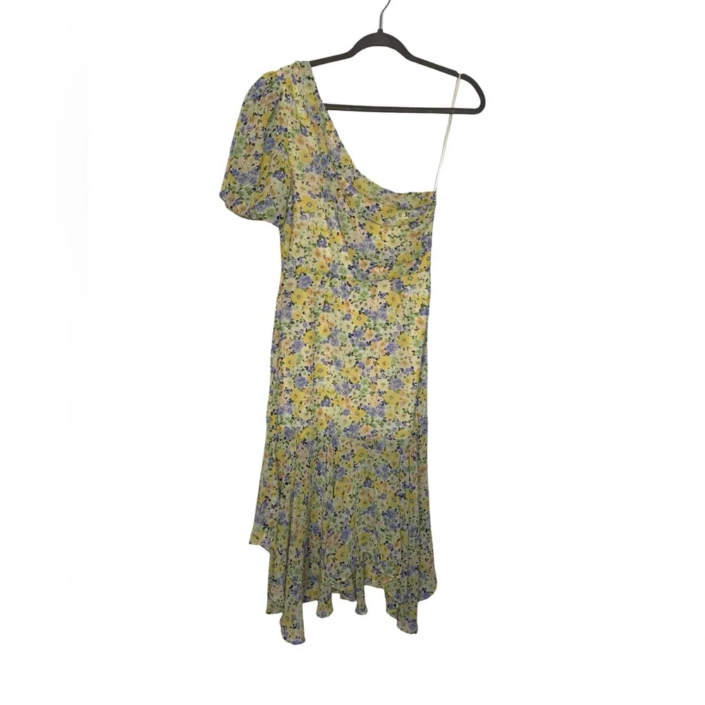 ✨ ASTR‎ The Label Santorini Floral One Shoulder Dress Yellow Green S ✨